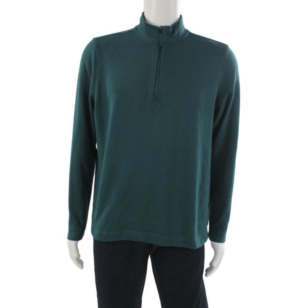 Rhone Mens Long Sleeve Pullover Mock Neck Polyester Green Size L